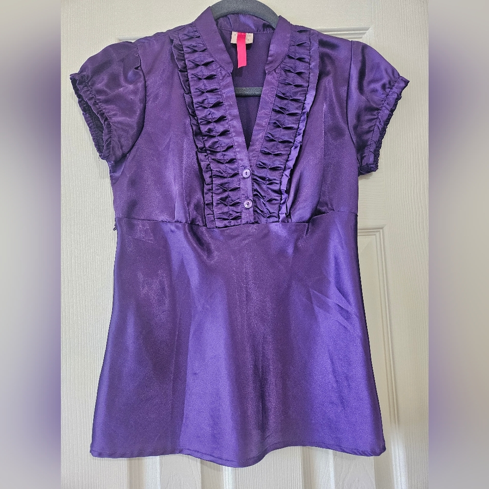 Purple short sleeve dressy shirt